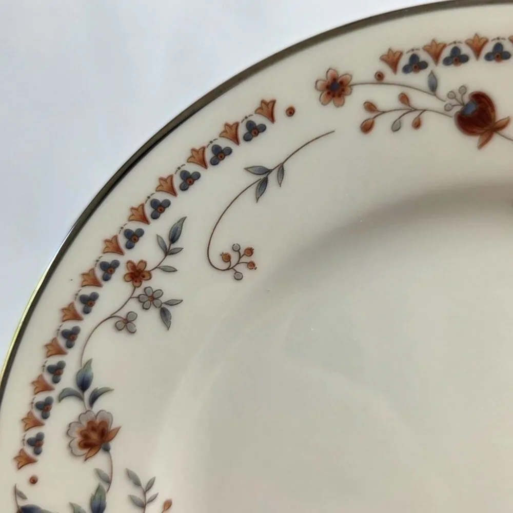 THREE Noritake Adagio Salad Plates Ivory with Floral Spray on Rim